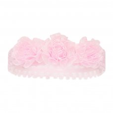 HB90-P: Pink Lace Headband w/3 Flowers
